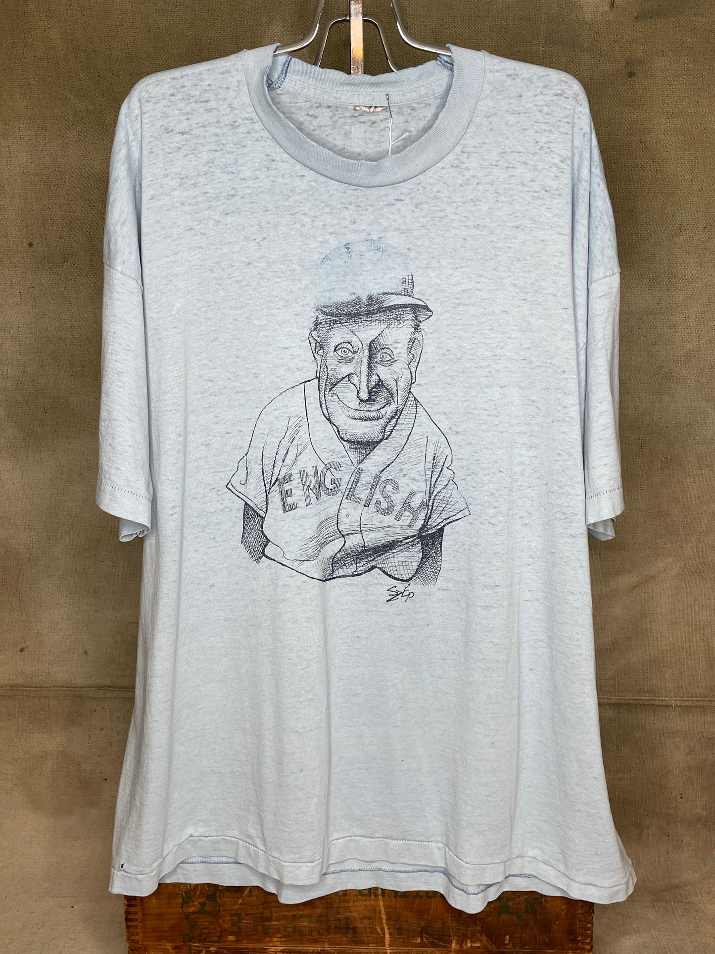 Vintage XL/XXL Baseball Player English Thin Single Stitch Shirt