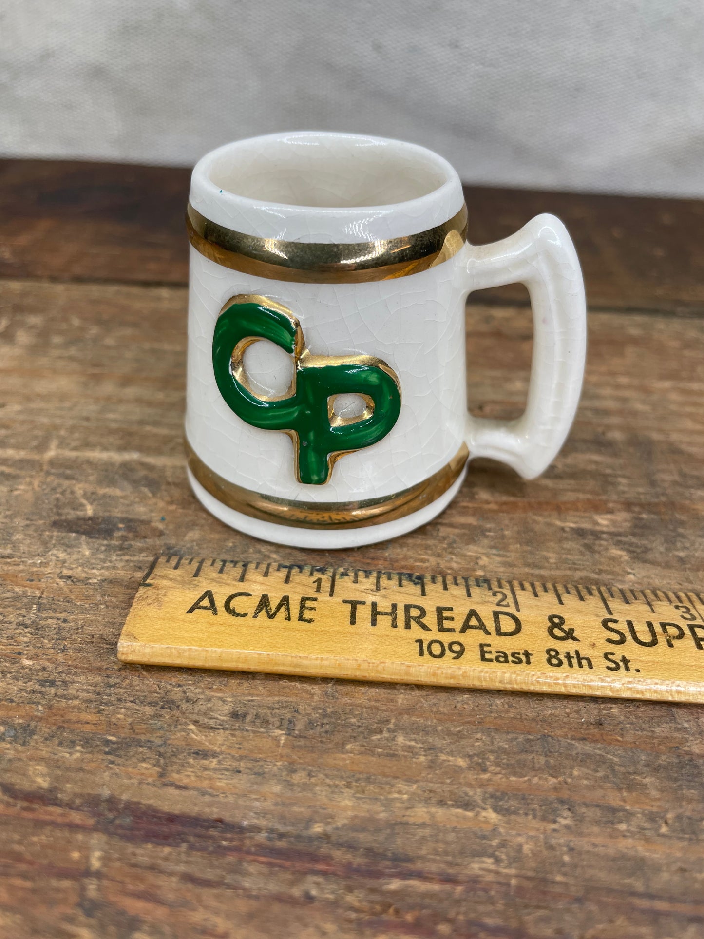Vintage 50s Cal Poly Mini Ceramic Mug Shot Glass