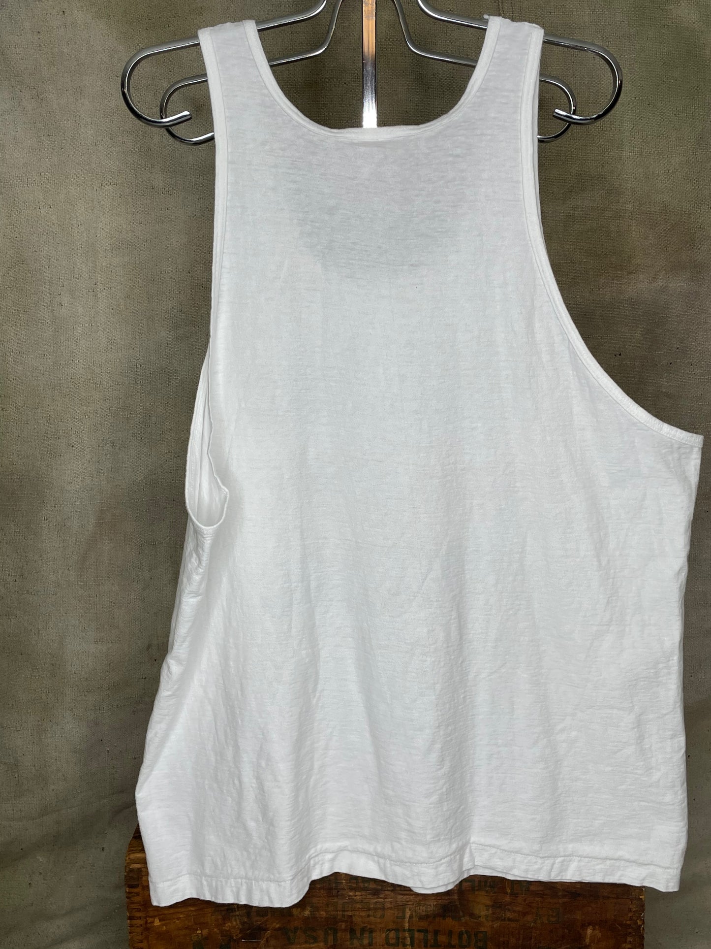 Village Vintage Frolicking Bear Logo on Hand Sourced Vintage Blank Tank Top Shirt M/L