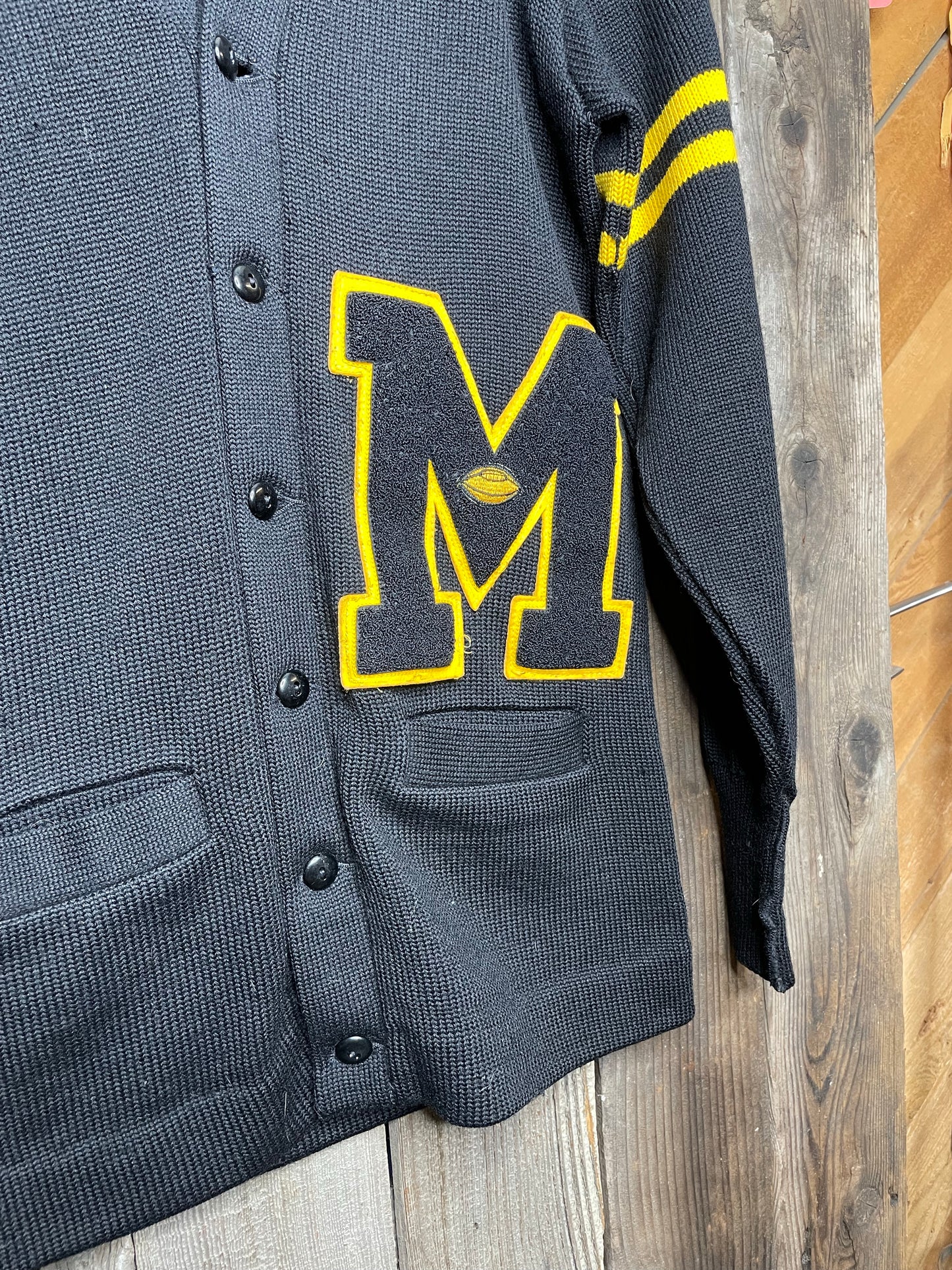 Vintage 50s Letterman Sweater Varsity Football Patches