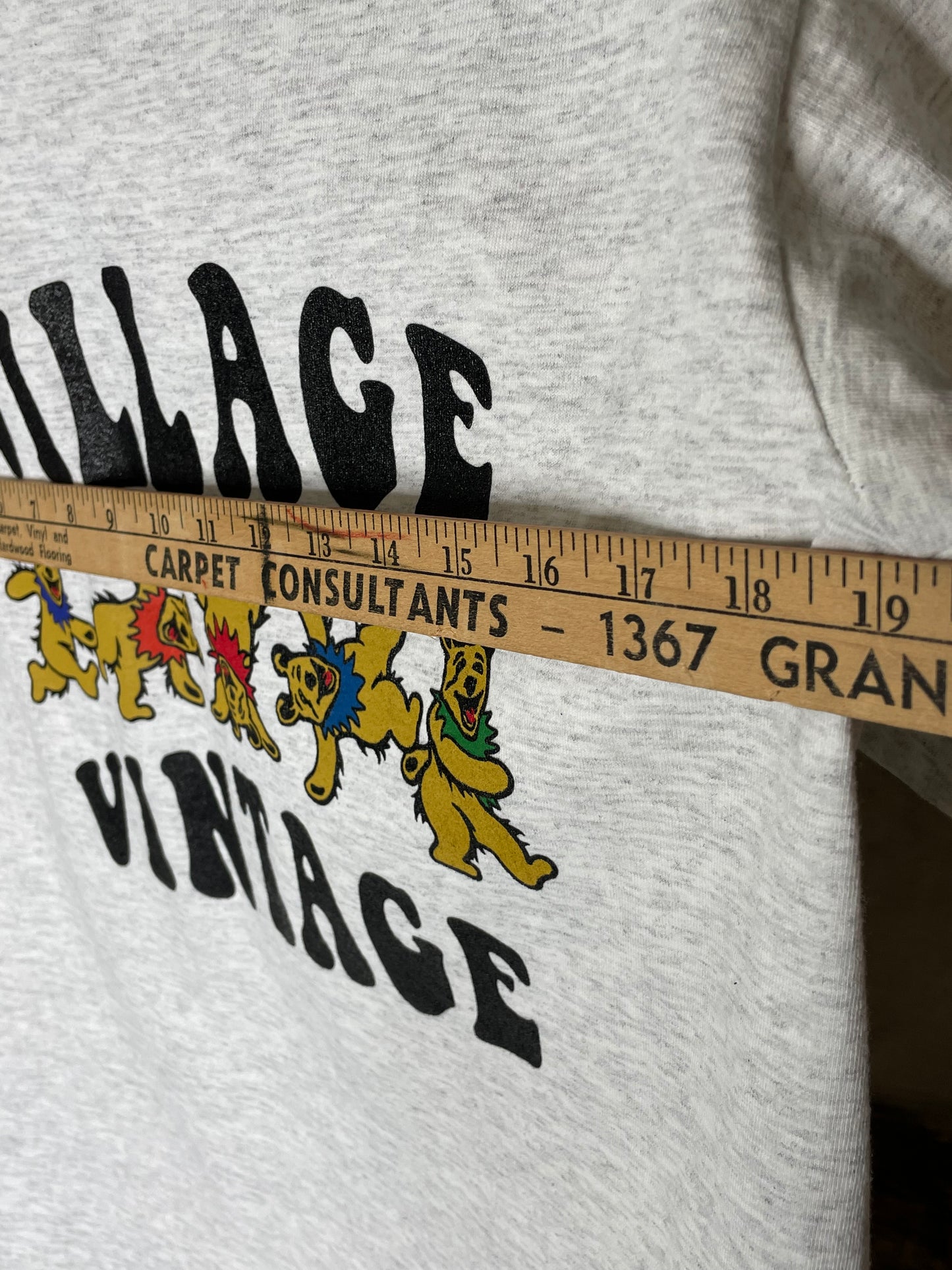 Village Vintage Frolicking Bear Logo on Hand Sourced Vintage Blank Shirt S/M