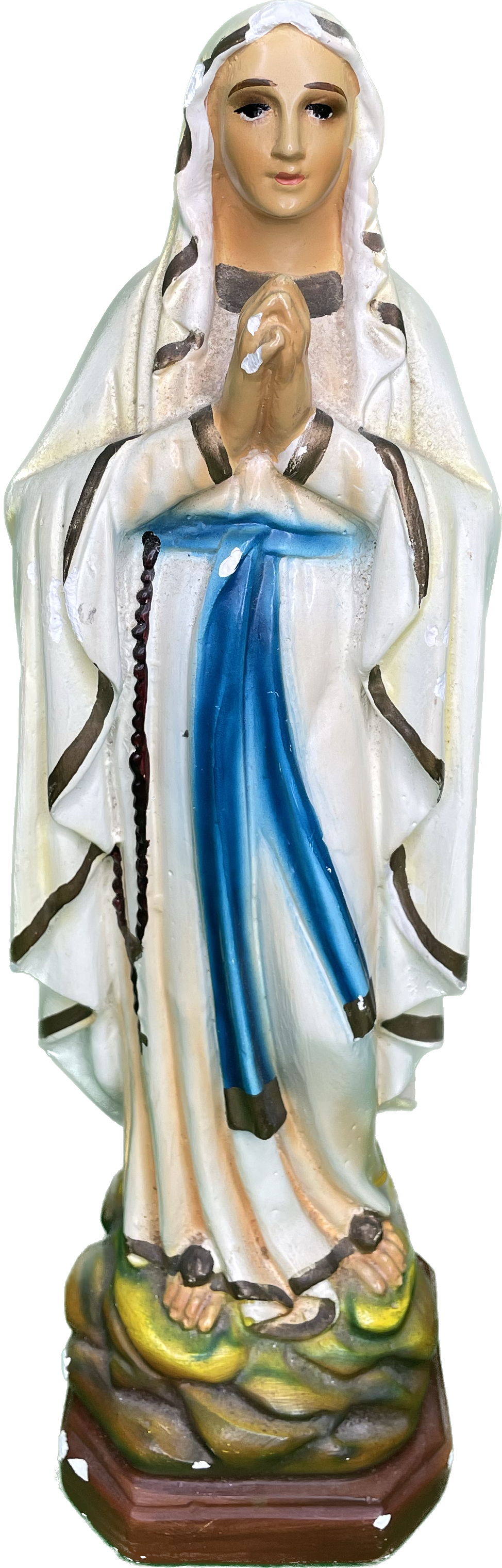 Vintage 12” Our Lady Of Fatima Virgin Mary Religious Chalkware Statue