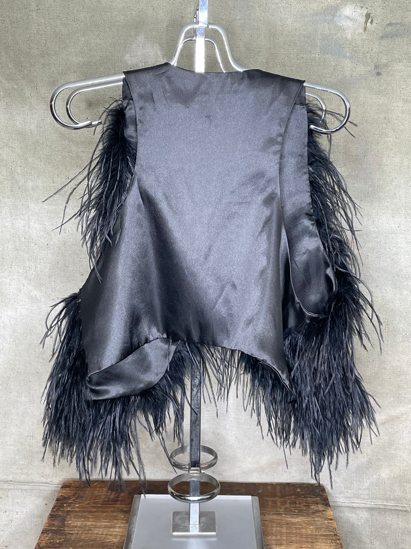 Vintage Y2K Ostrich Feather Party Vest S