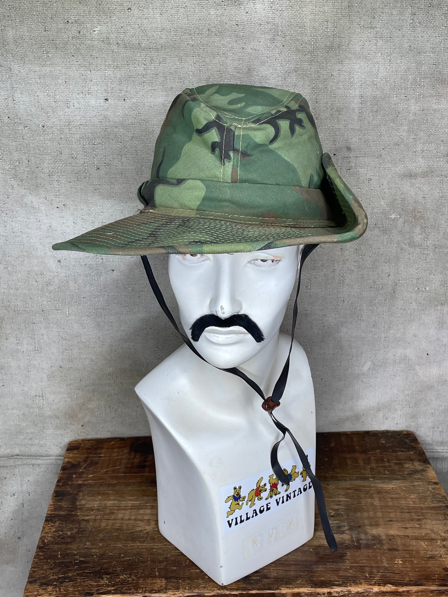 Vintage Military War Boonie Jungle Camouflage Hat Tropical Bush Camouflage Bucket Vietnam Era