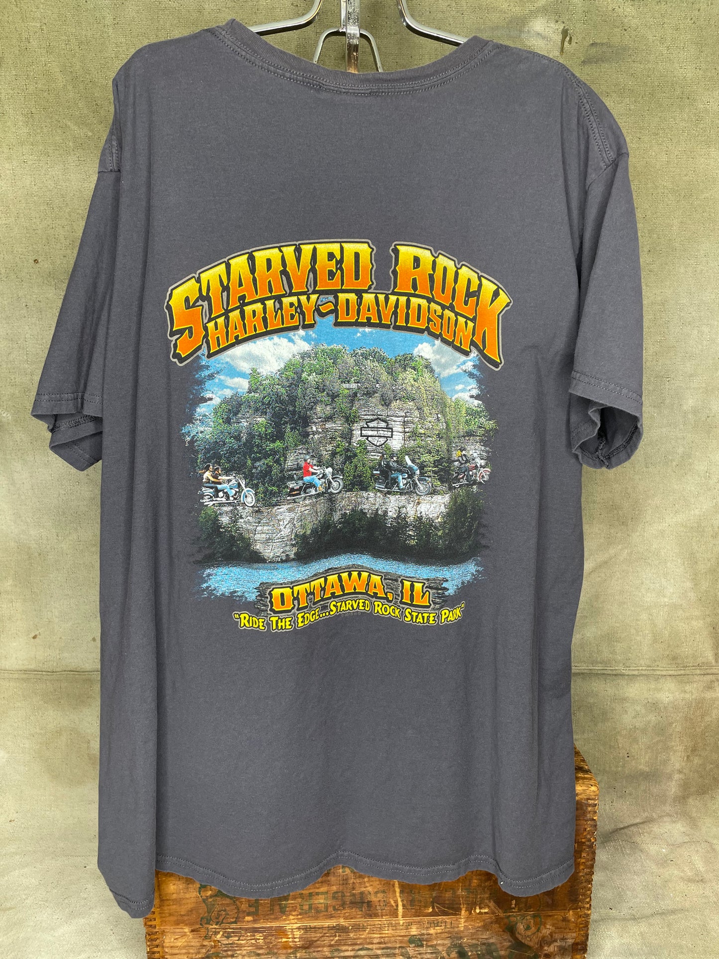 Vintage Harley Davidson Starved Rock Pocket Shirt XXL