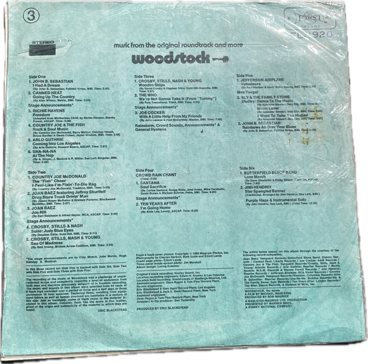 VG VG WOODSTOCK 3 RECORD SET / FIRST # FL-1920 ( LP IMPORT )