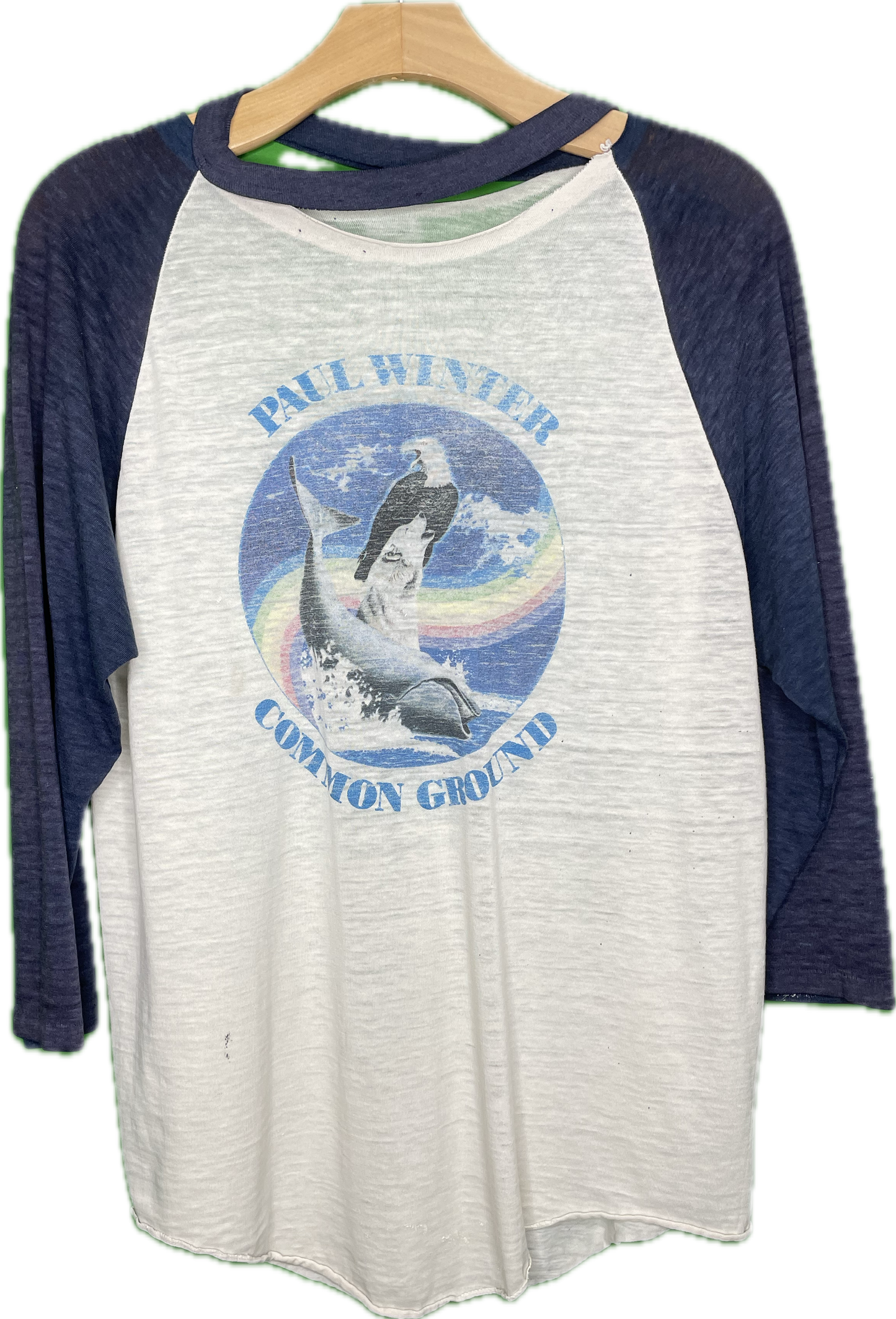80s Paul Winter Common Ground Peace Treaty For Whales T-Shirt Vintage L