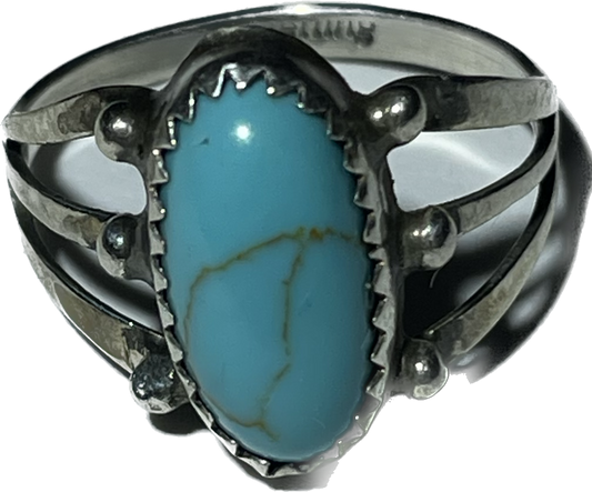 Sz 7.5 Turquoise Sterling Silver Ring