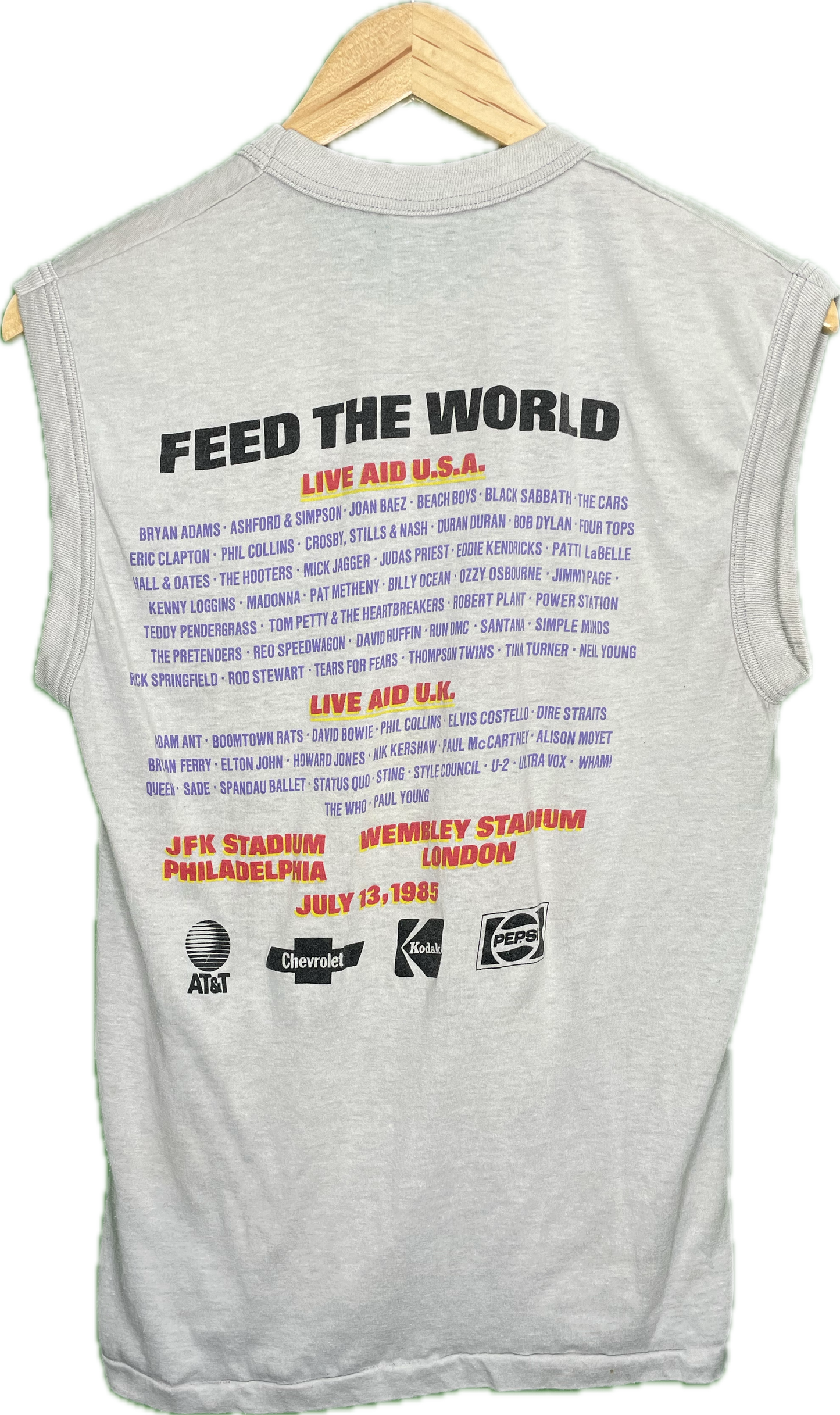 80s Live Aid Philadelphia Music Band Concert Tour Vert T-Shirt Vintage Sz Small/Medium