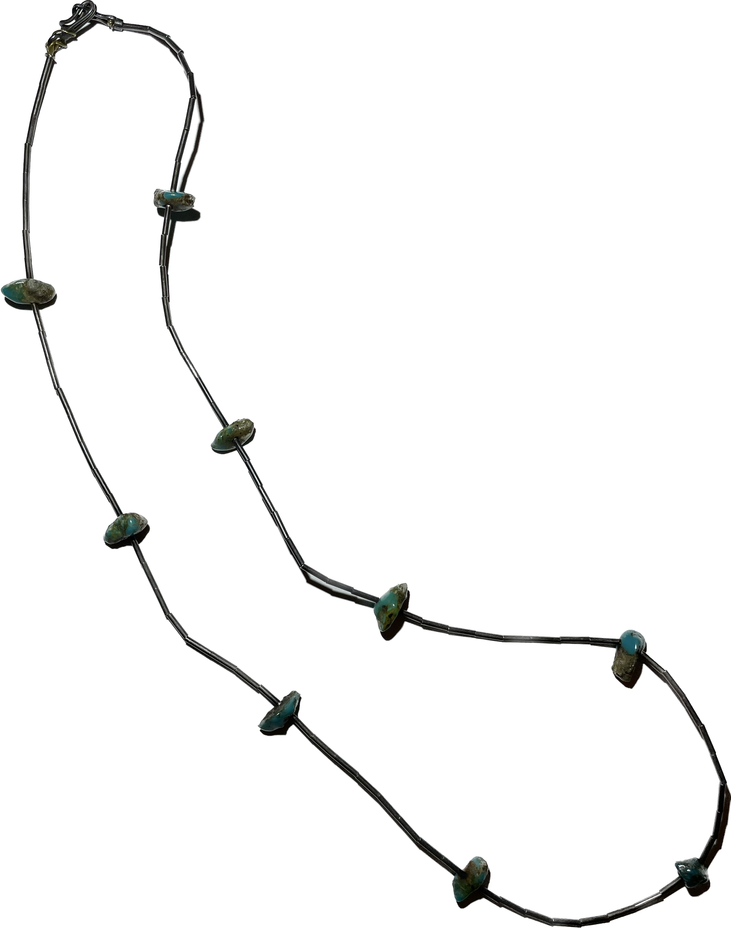 27” Sterling Silver Turquoise Nugget Native American Necklace