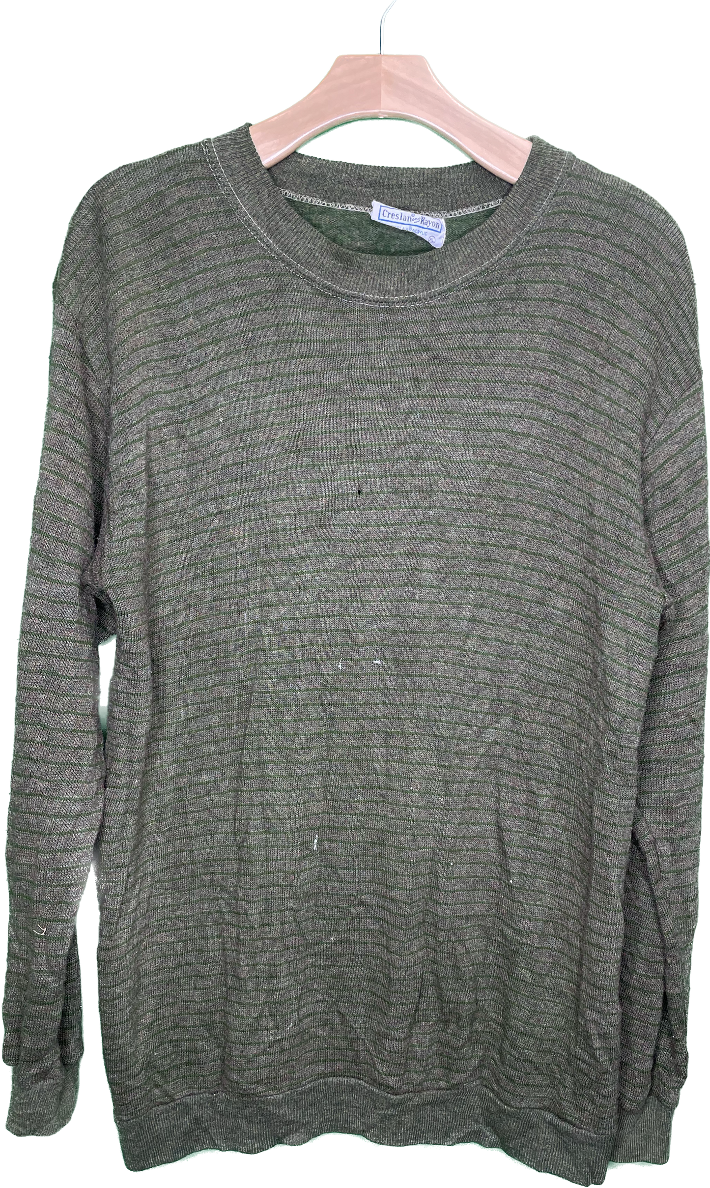 M/L 70s Green Stripe Distressed Sweatshirt