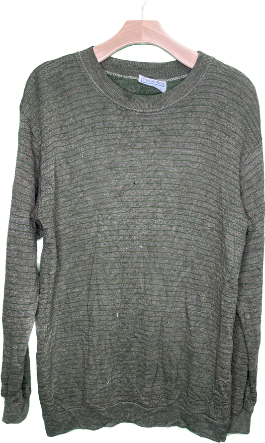 M/L 70s Green Stripe Distressed Sweatshirt