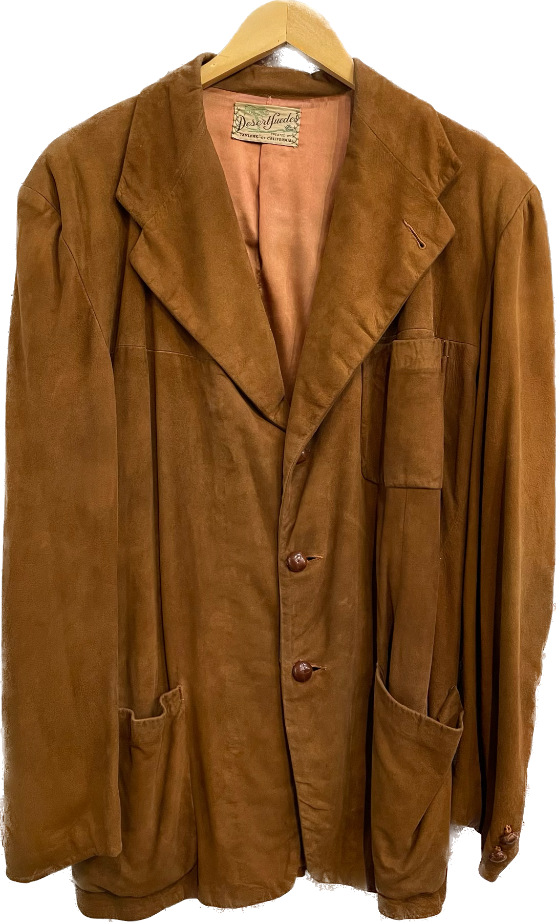 Vintage M 40s 50s Desert Suede California Button Up Jacket Soft