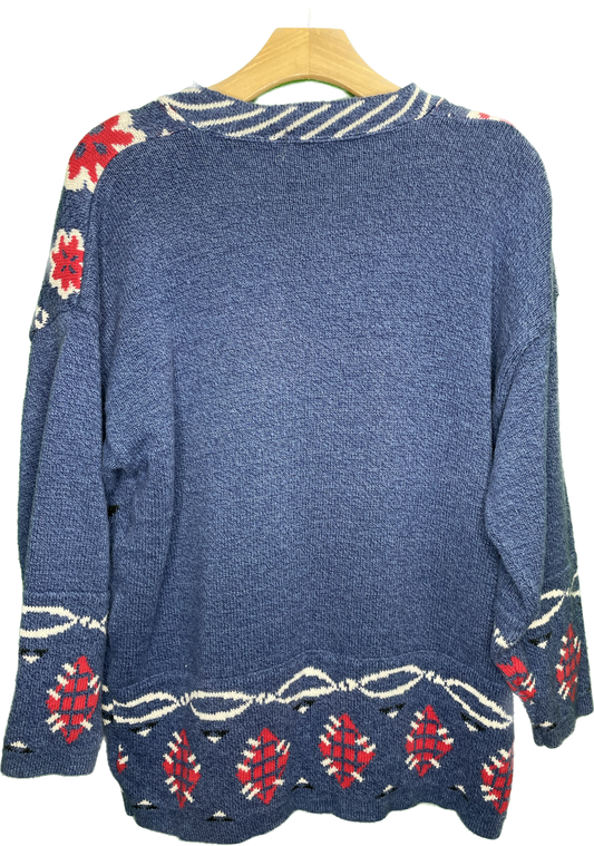 Vintage L Knit Western Cowboy Button Up Cardigan Sweater