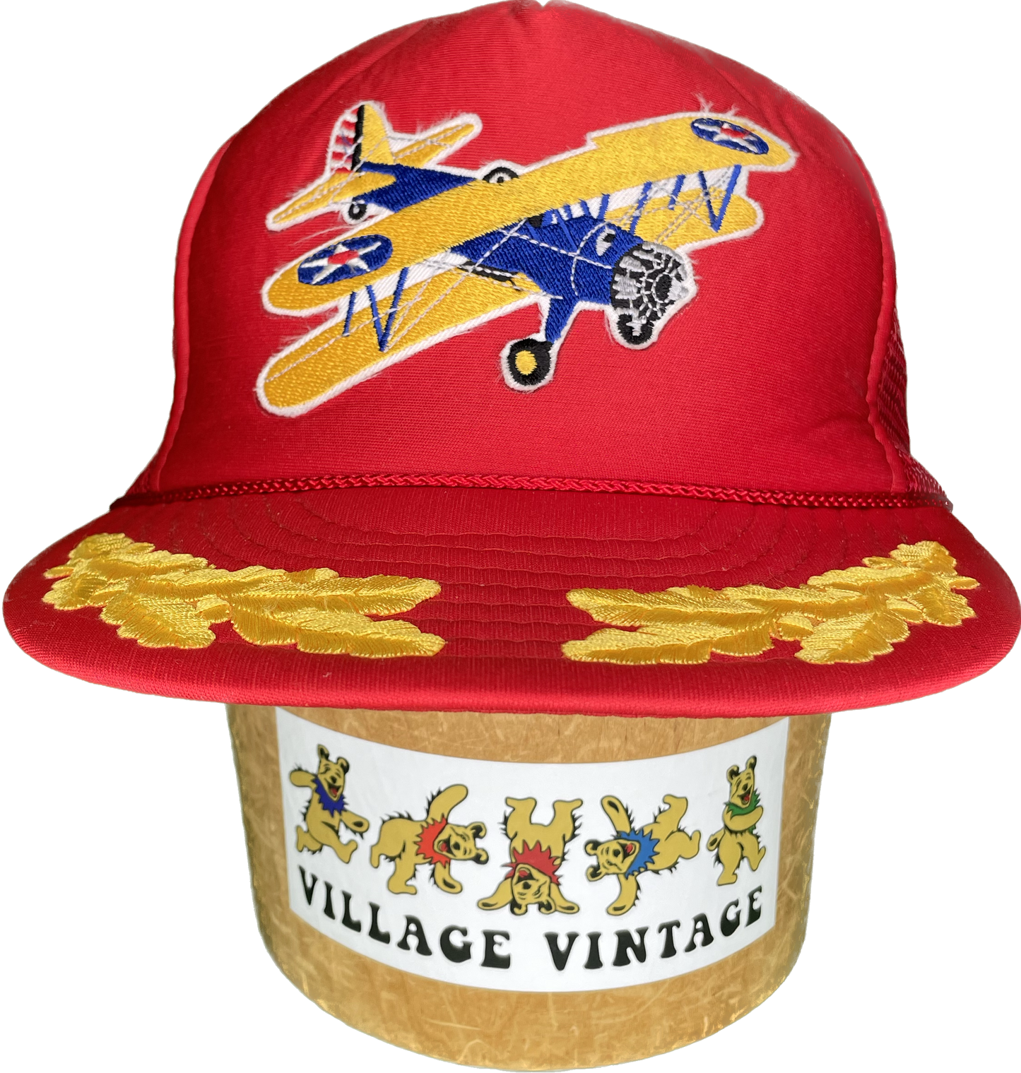 Vintage Bi-Plane Oak Clusters Pilot SnapBack Trucker Hat