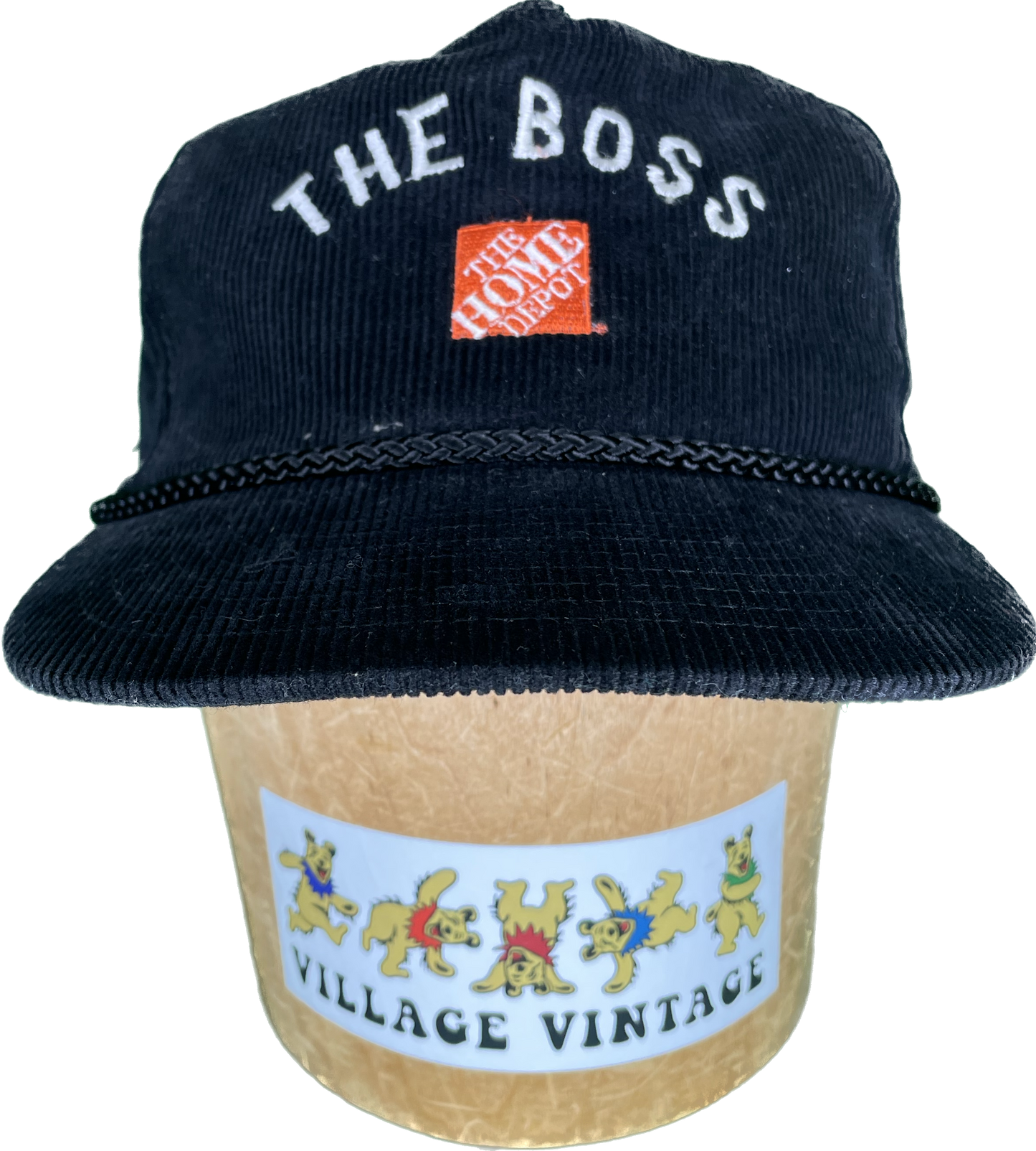 Vintage Home Depot The Boss Corduroy Adjustable SnapBack Trucker Hat