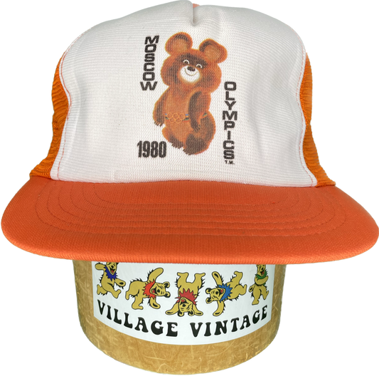 Vintage 80s Moscow Olympics Bear Snapback Trucker Hat