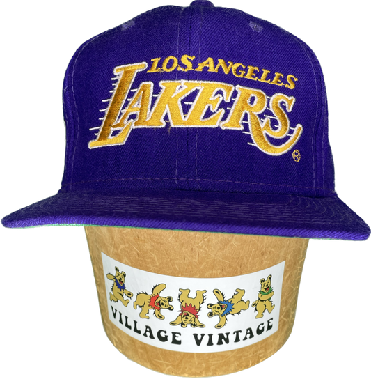 Vintage 7 3/8 Los Angeles Lakers NBA Basketball Y2K Script Fitted Hat