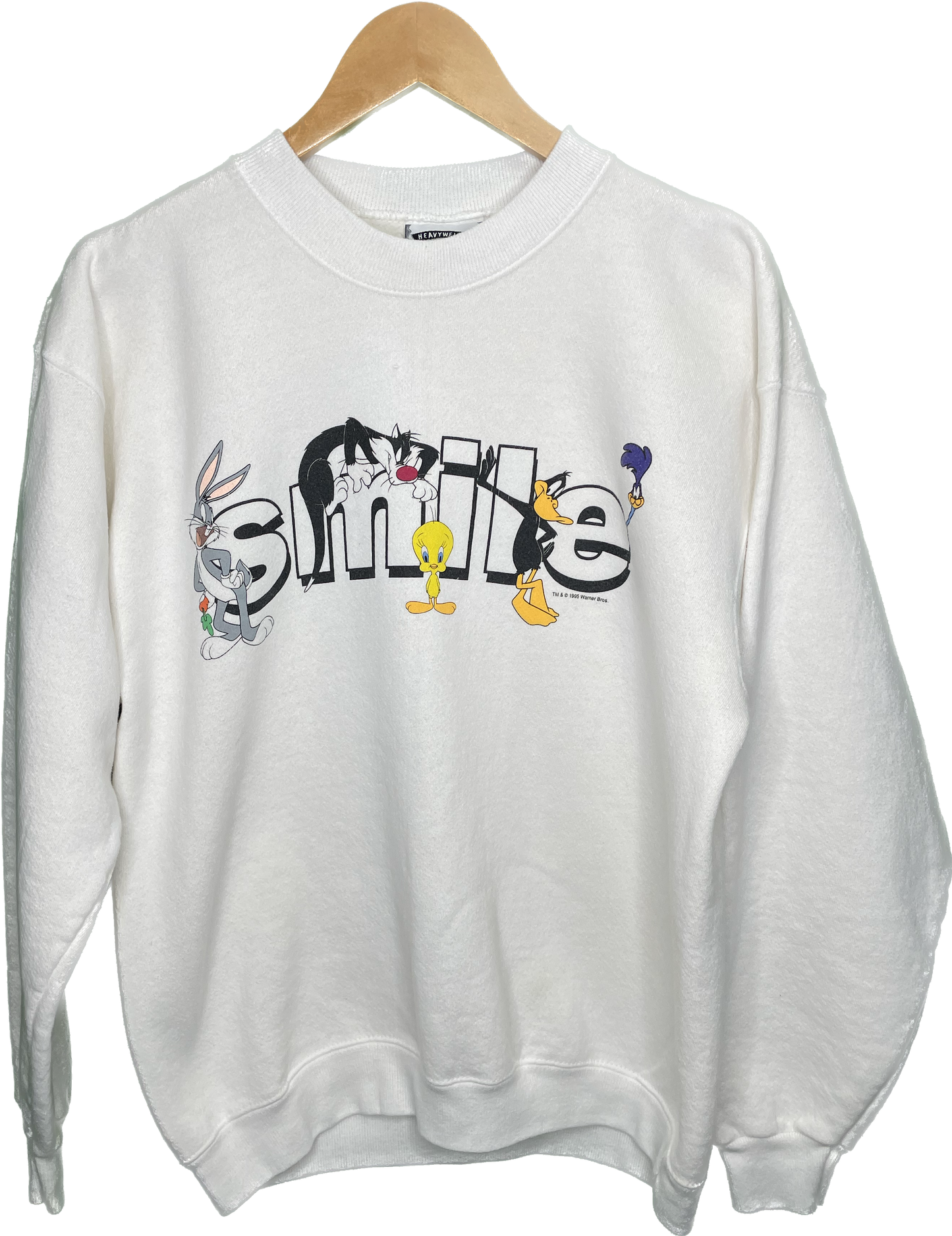 Vintage L/XL Warner Brothers Smile Bugs Bunny Tweety Sylvester Daffy Roadrunner Sweatshirt
