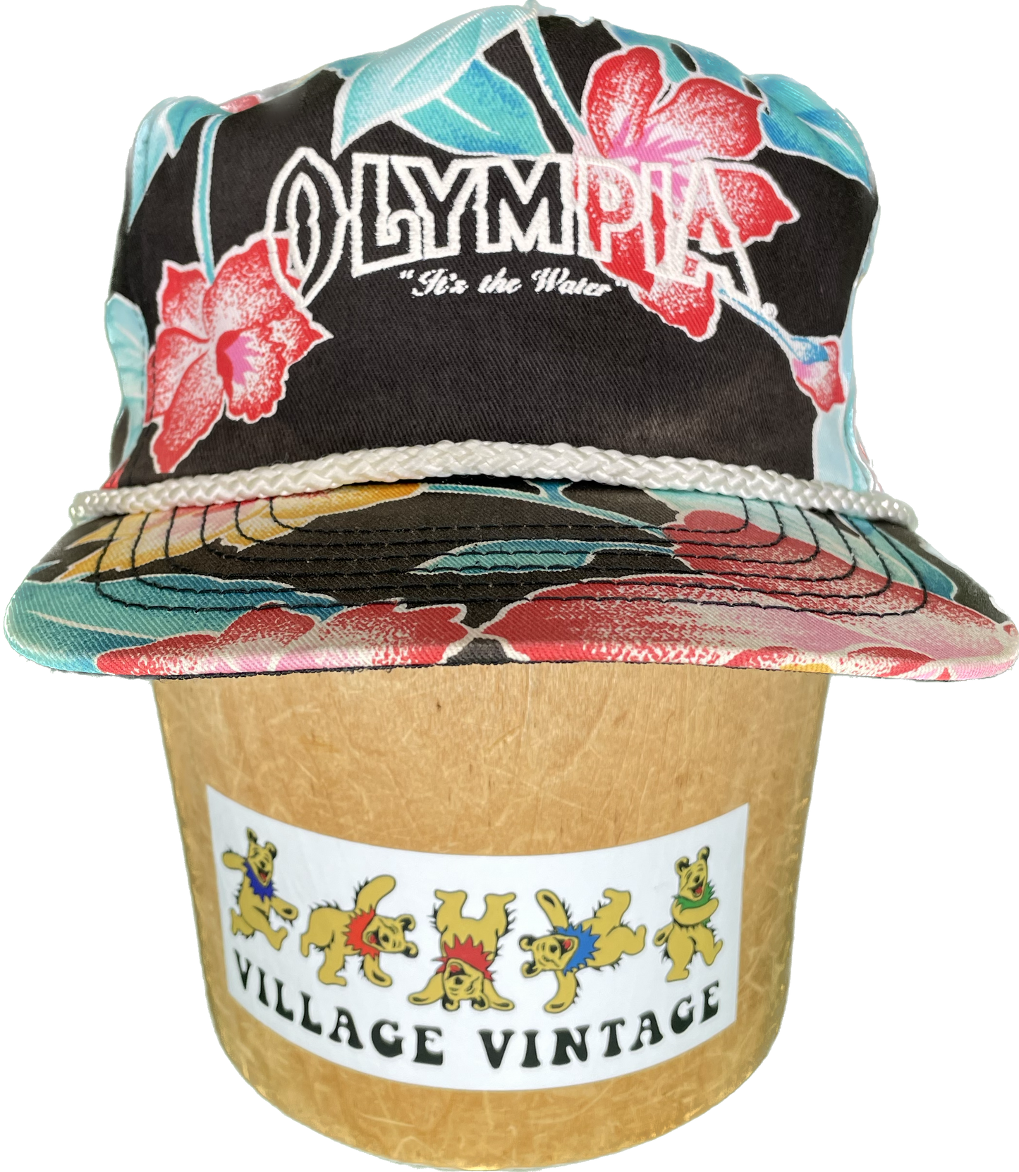 Vintage Olympia Beer Tropical AOP Adjustable SnapBack Trucker Rope Hat
