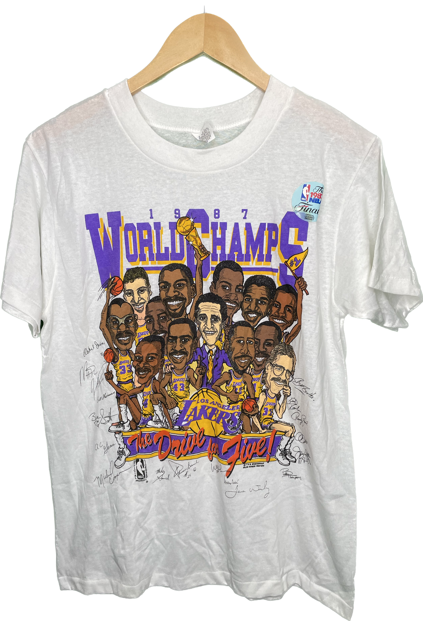 Vintage M 87 Los Angeles Lakers NBA Basketball World Champions 80s NOS T-Shirt