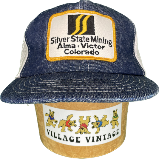Vintage Denim Silver State Mining Colorado Snapback Trucker Hat