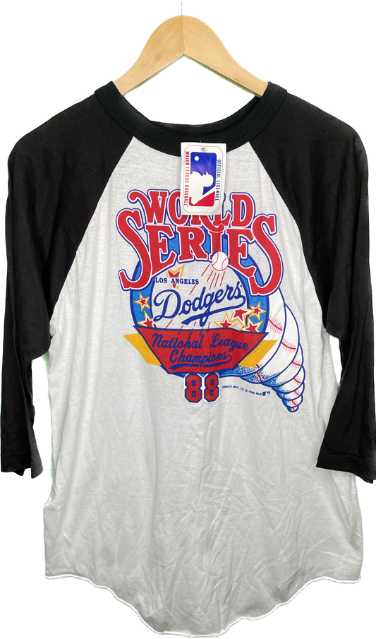 Vintage M/L 1988 Los Angeles Dodgers World Series National League Champions 88 NOS Raglan T-Shirt