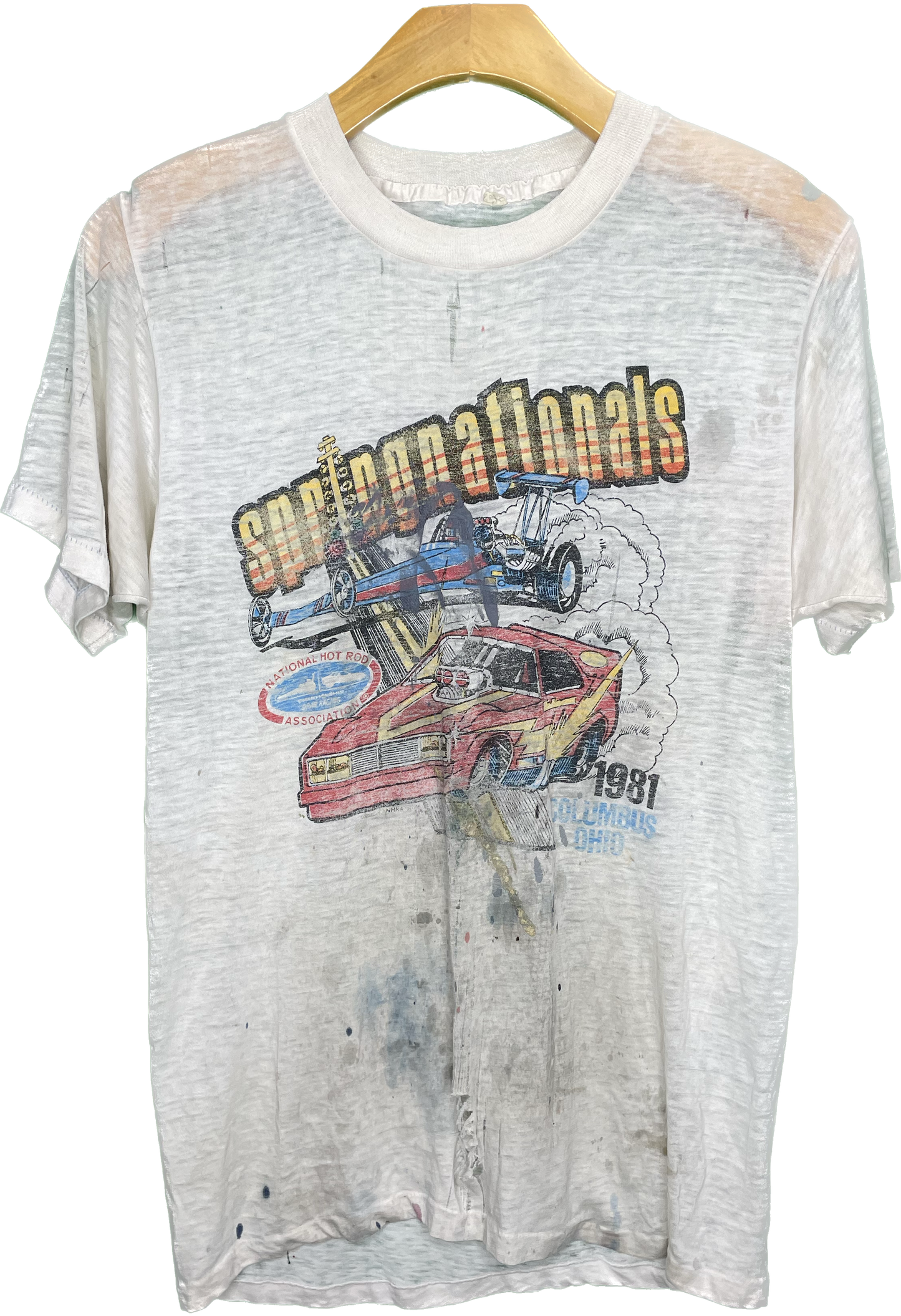 Vintage S/M 1981 US Nationals Drag Racing Paper Thin T-Shirt