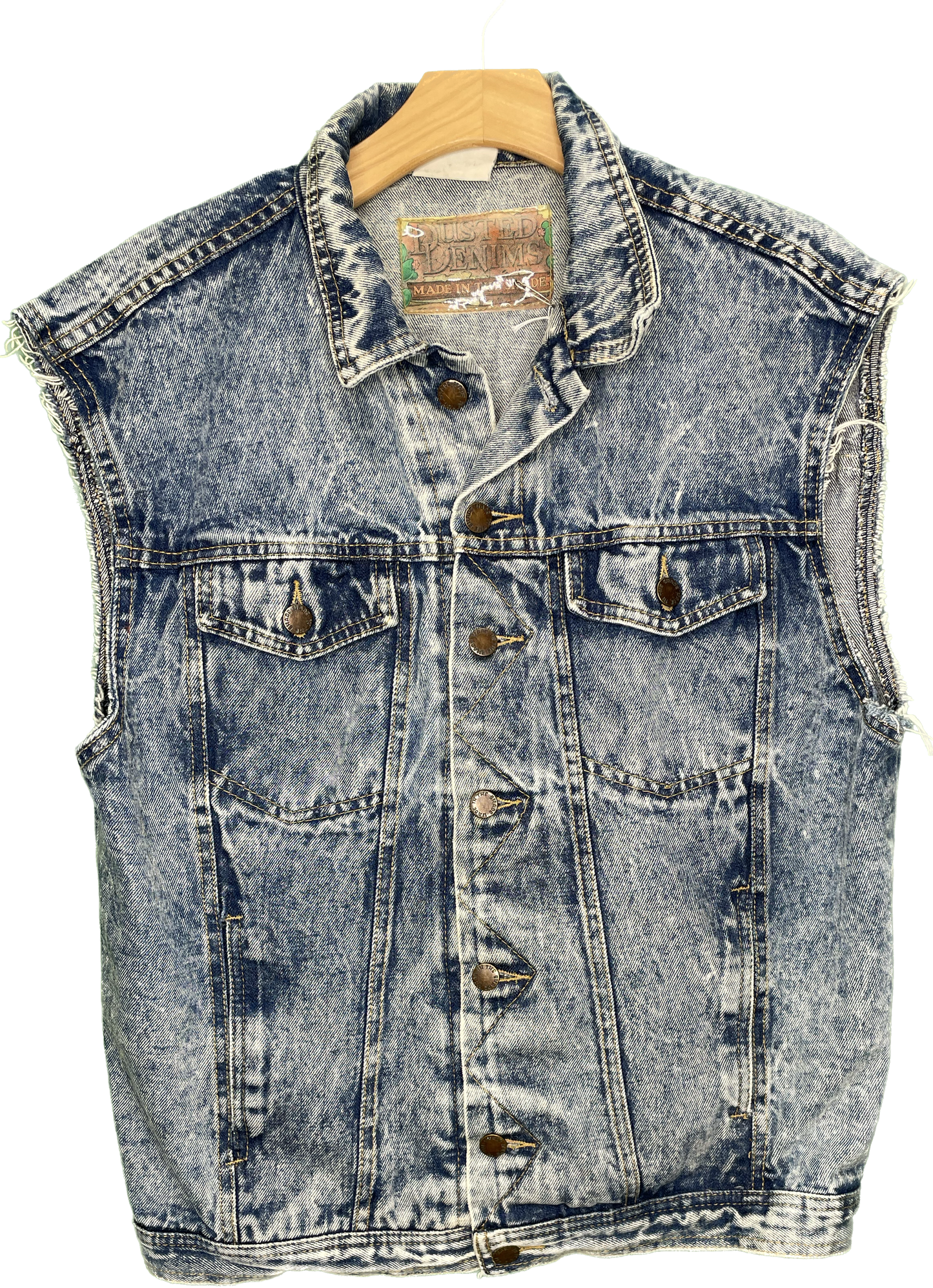 Vintage M/L 80s Acid Wash Denim Jean Cut Off Vest