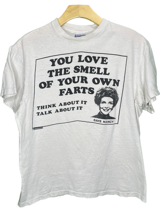 Vintage M 80s Nancy Reagan Punk Rock Love The Smell Of Your Farts T-Shirt