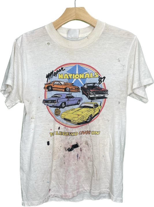 Vintage S/M 80s Mopar Nationals Thin Distressed Stained T-Shirt
