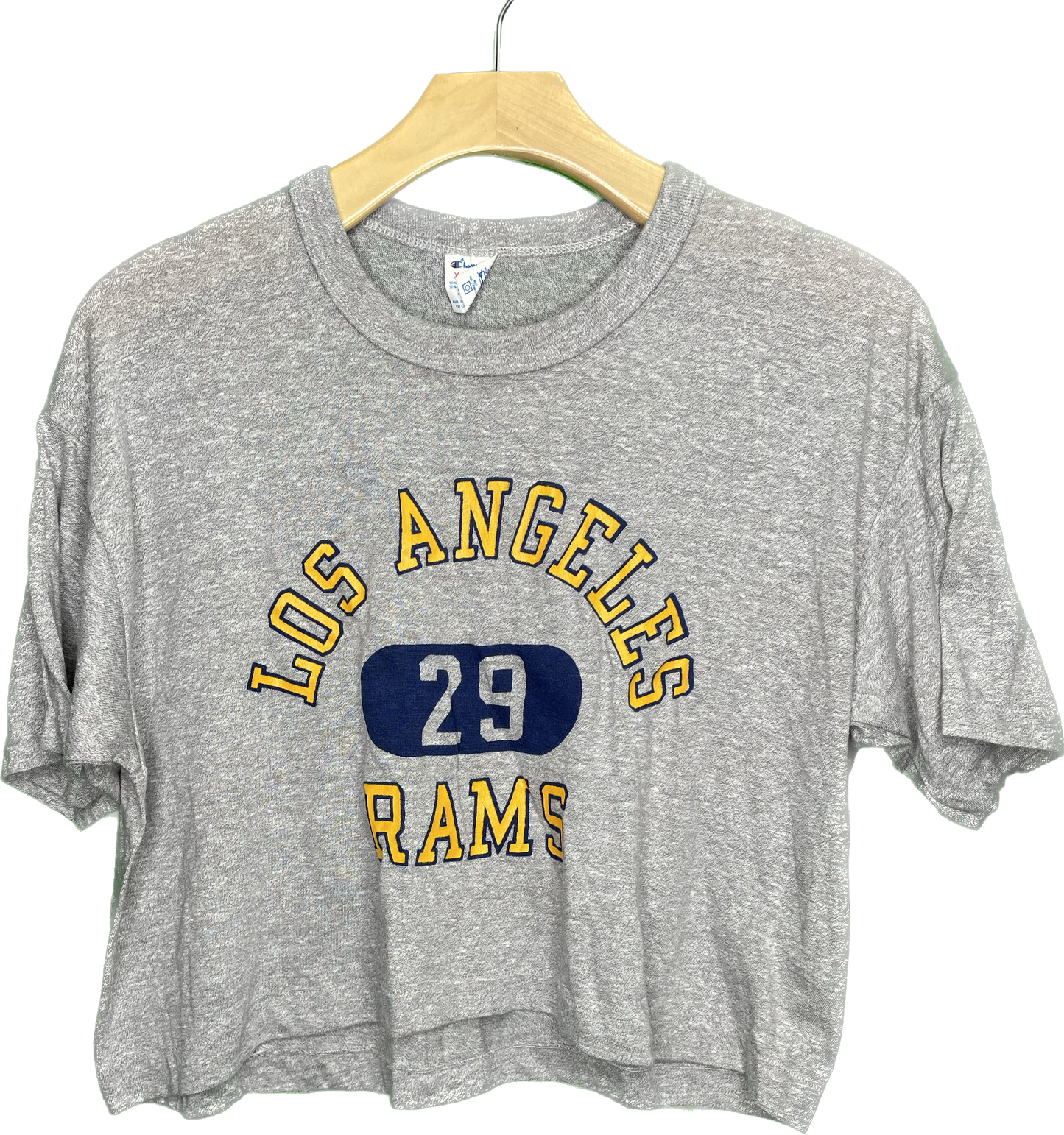 Vintage M 80s Los Angeles Rams NFL Crop Top Champion T-Shirt