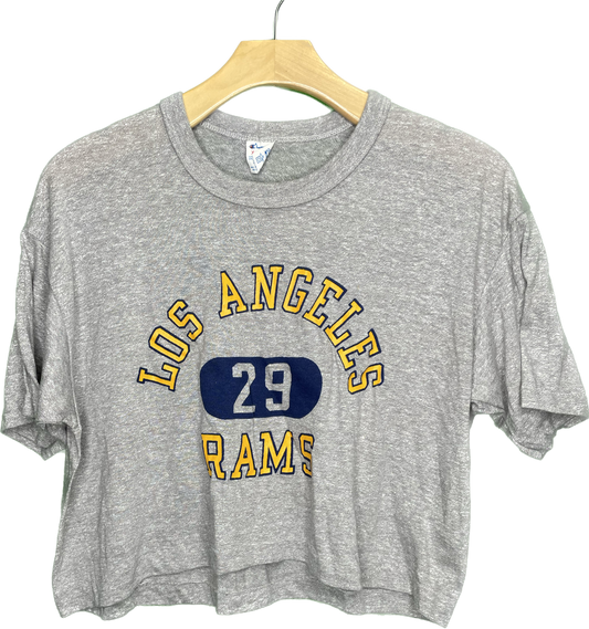 Vintage M 80s Los Angeles Rams NFL Crop Top Champion T-Shirt