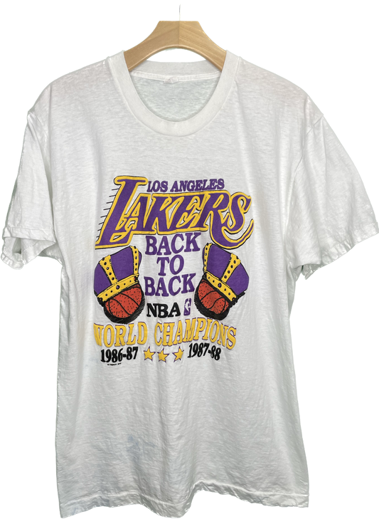 Vintage M/L Los Angeles Lakers NBA Basketball Back To Back World Champions 80s T-Shirt