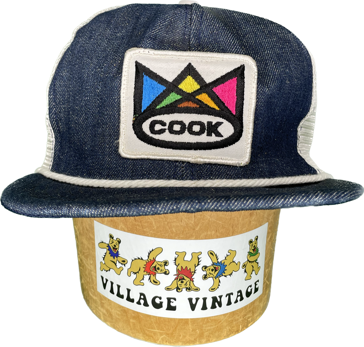 Vintage Denim Cook Primary Color Rope Snapback Trucker Hat