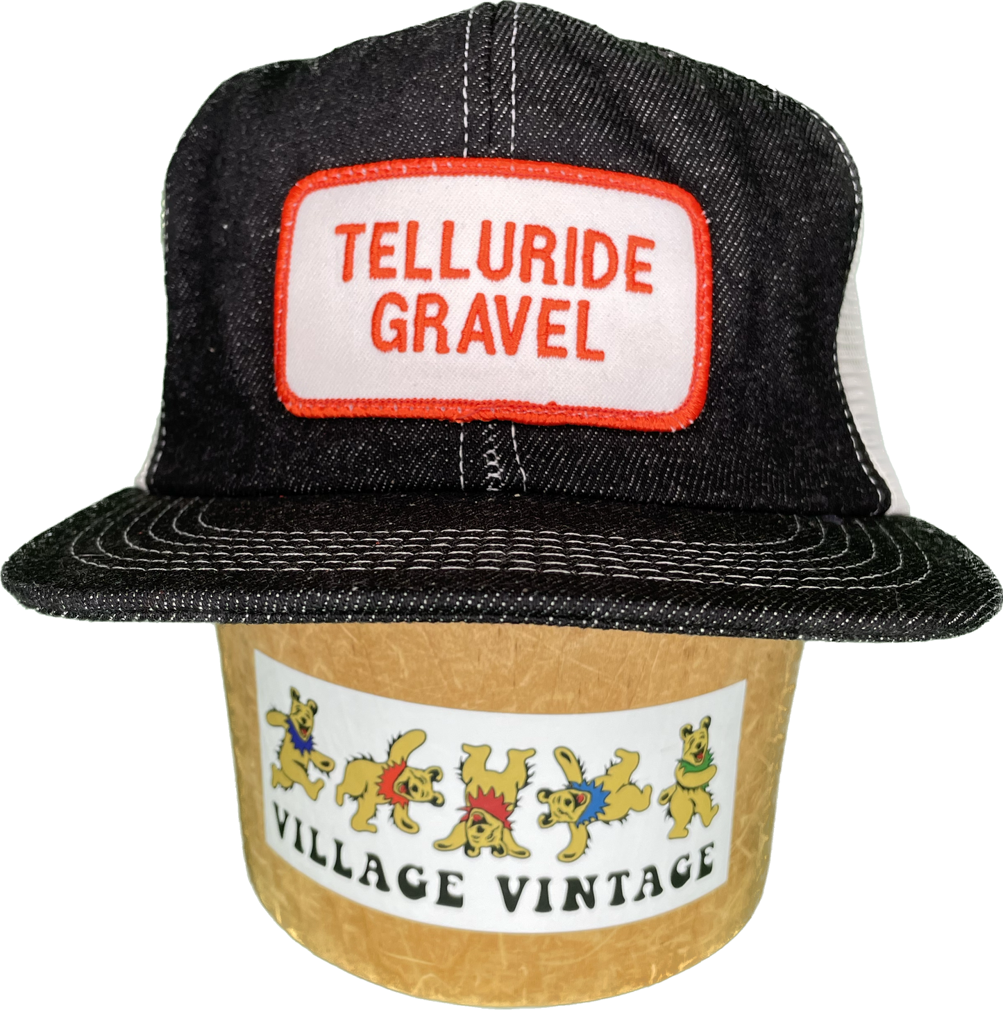 Vintage Telluride Gravel Denim Contruction SnapBack Trucker Hat