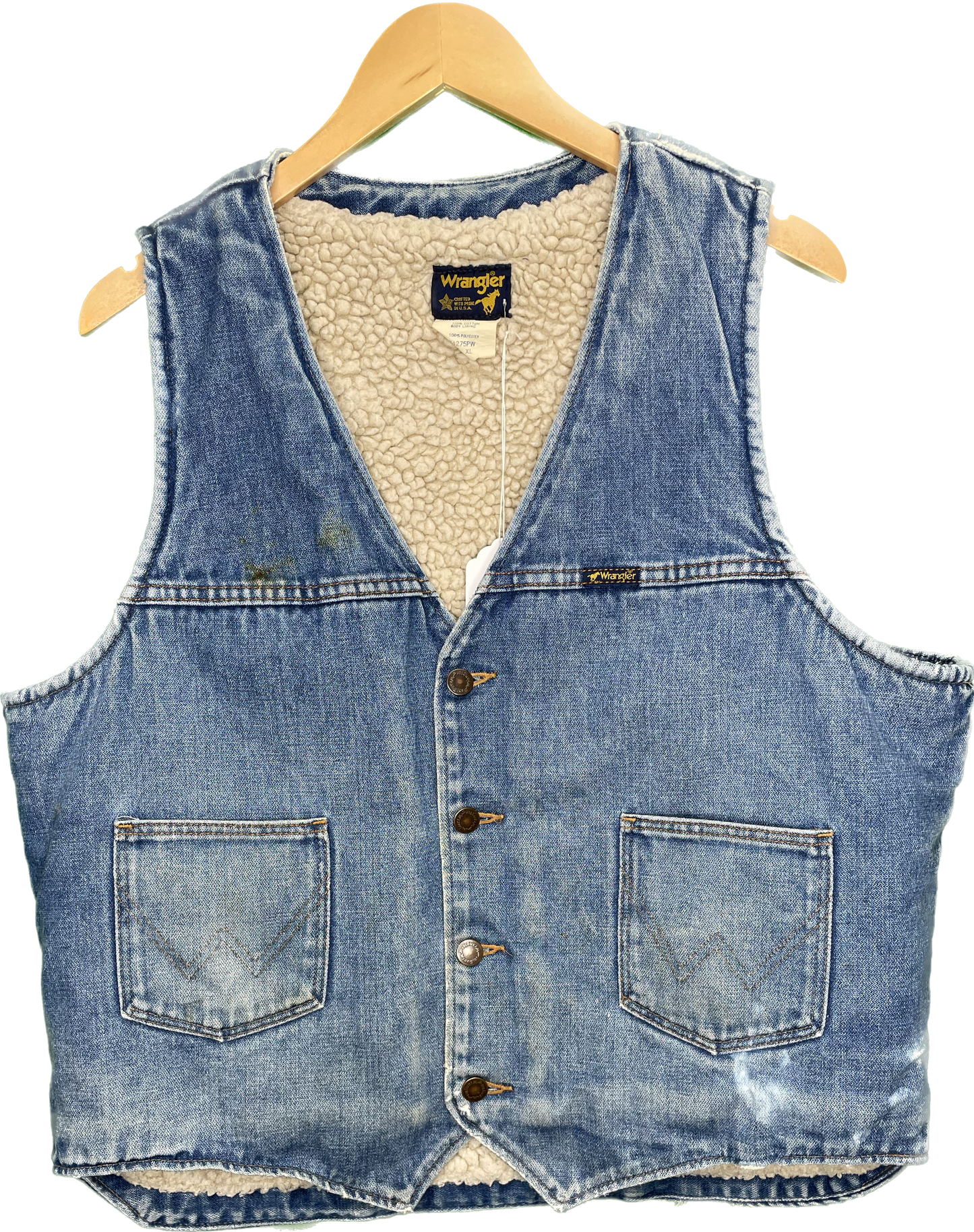 Vintage L/XL 80s Wrangler Sherpa Denim Jean Vest