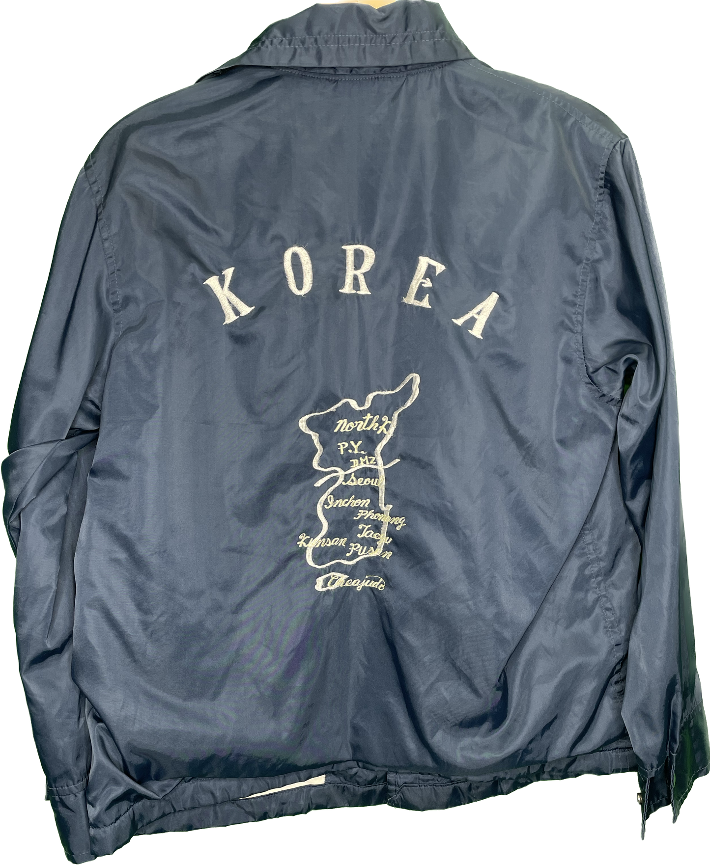 Vintage M 70s Korea Souvenir Embroidered Map Jacket
