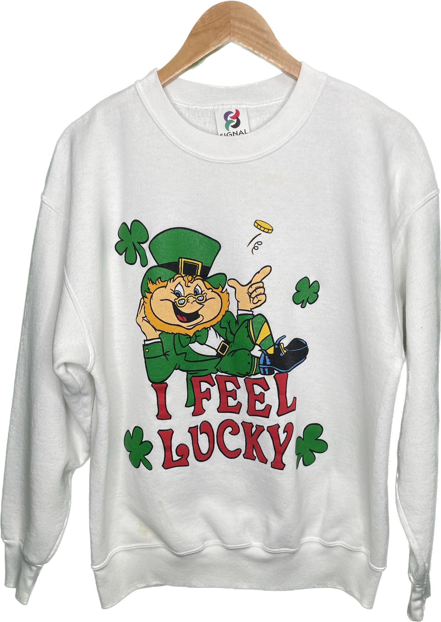 Vintage L Leprechaun I Feel Lucky Sweatshirt