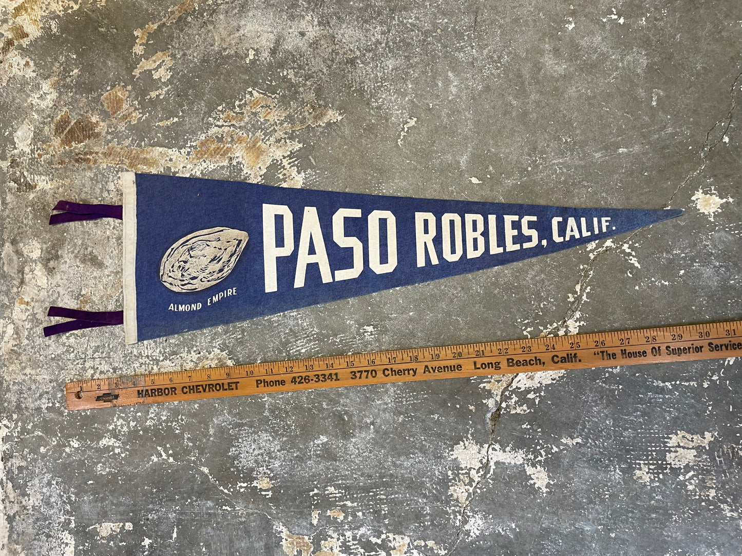 Vintage 40s 50s Paso Robles California Pennant Almond Empire