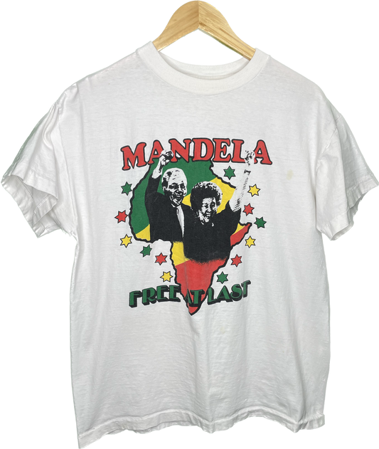 Vintage M/L Nelson Mandela Free At Last Single Stitch T-Shirt