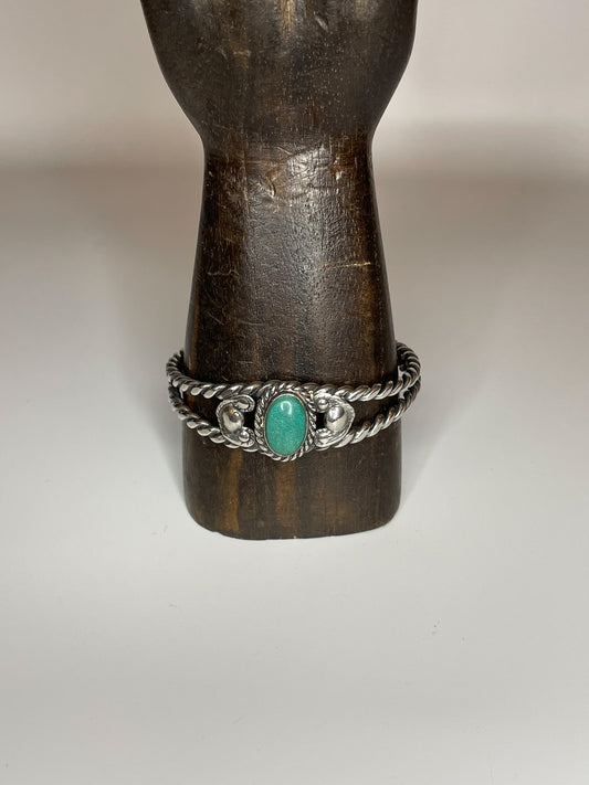Vintage Sterling Silver Turquoise Braided Cuff Bracelet