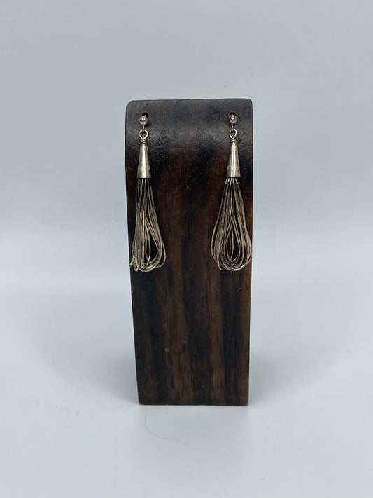 Vintage Native Sterling Liquid Silver Dangle Earrings