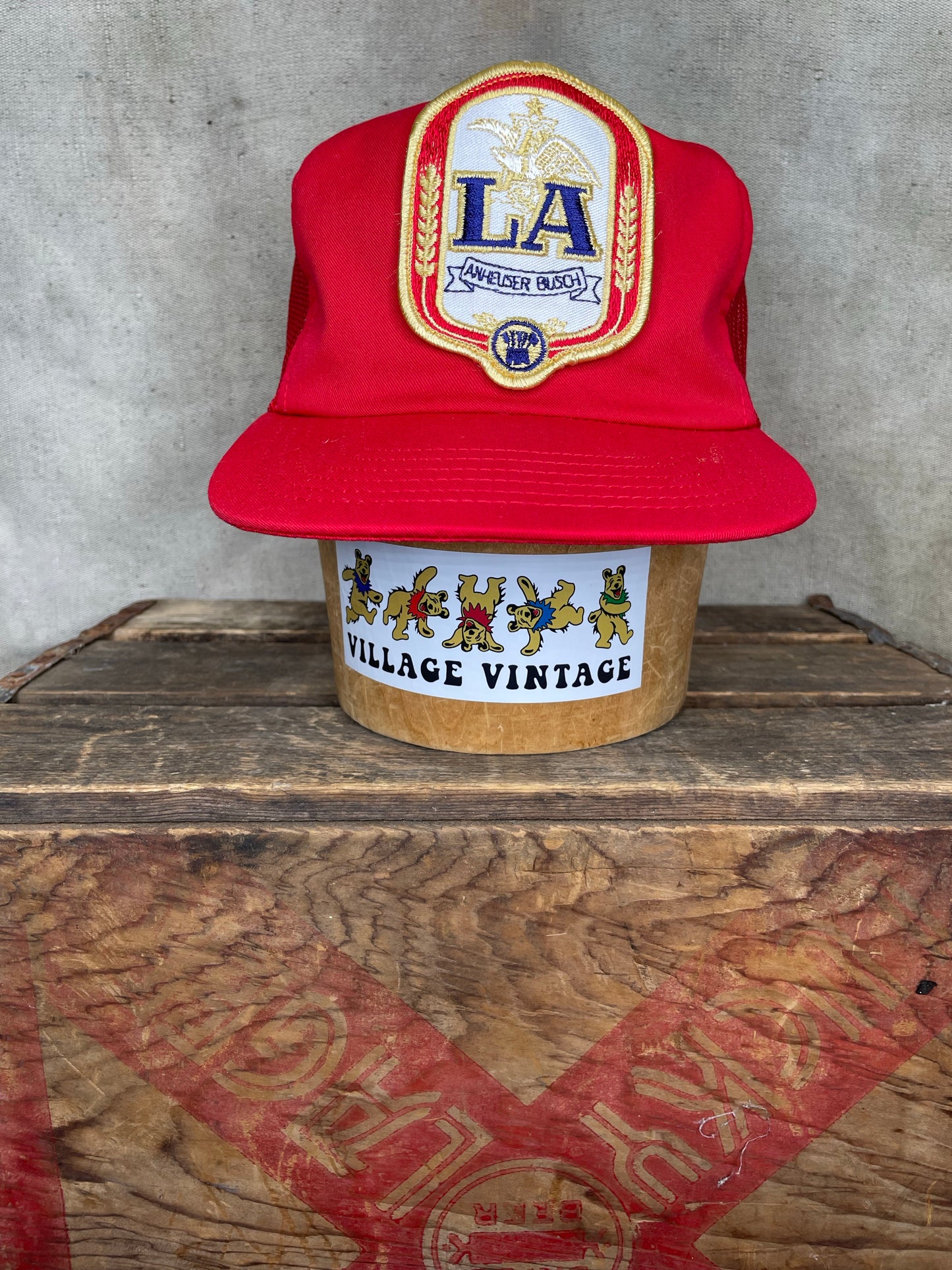 Vintage 80s Mesh LA Anheiser Busch Patch Snapback Trucker Hat