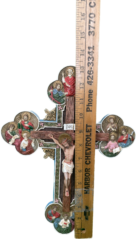 Vintage 13” Resin Cross Crucifix Religious Wall Hanging