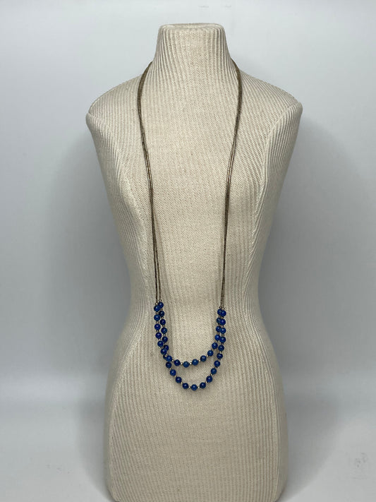 Vintage Liquid Silver Blue Bead Sterling Silver Necklace 20”