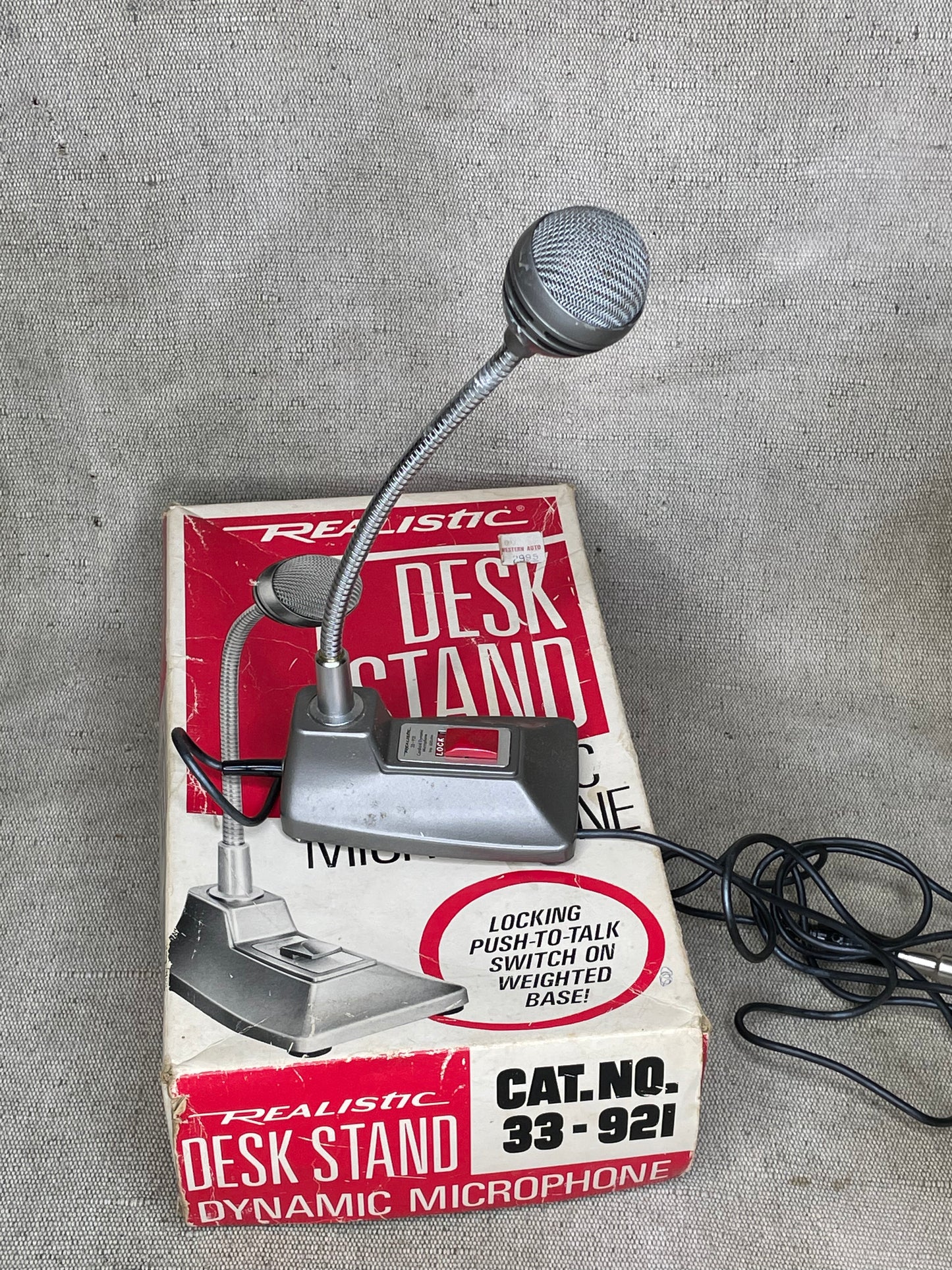 Vintage Microphone Realistic Desk Stand Untested