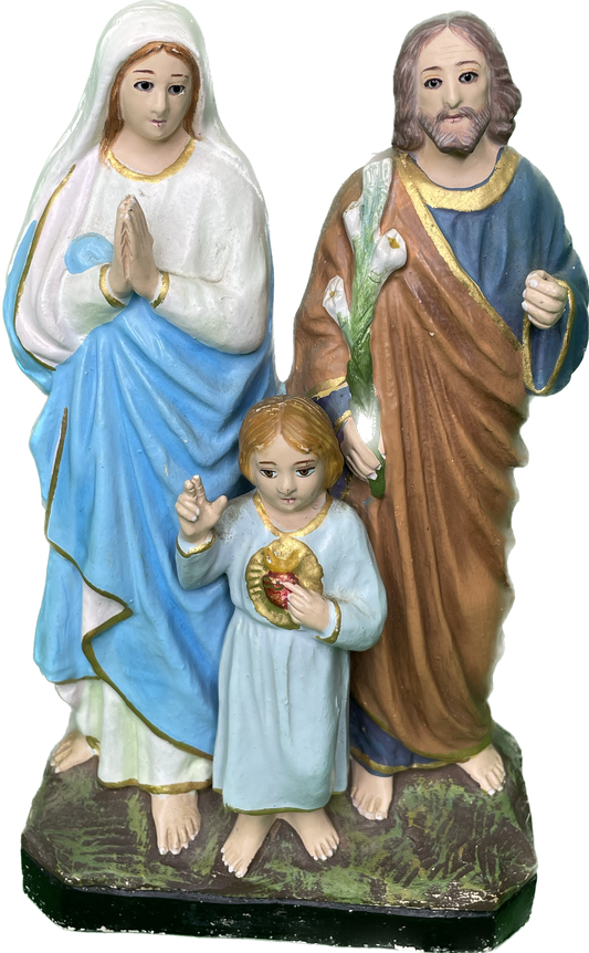 Vintage 8” Holy Family Ceramic Religious Statue 40s 50s