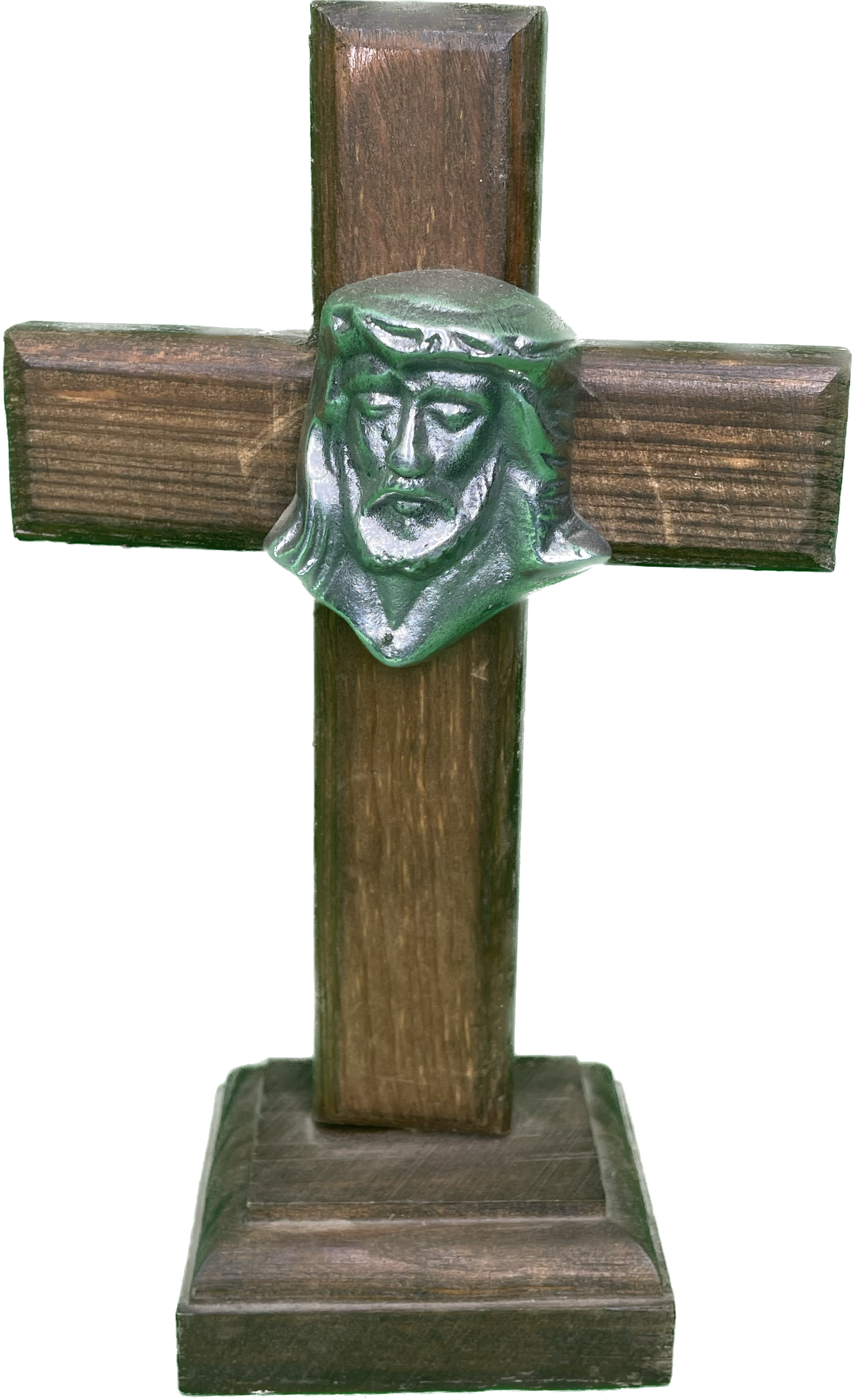 Vintage 7” Wood Metal Cross Crucifix Religious Statue