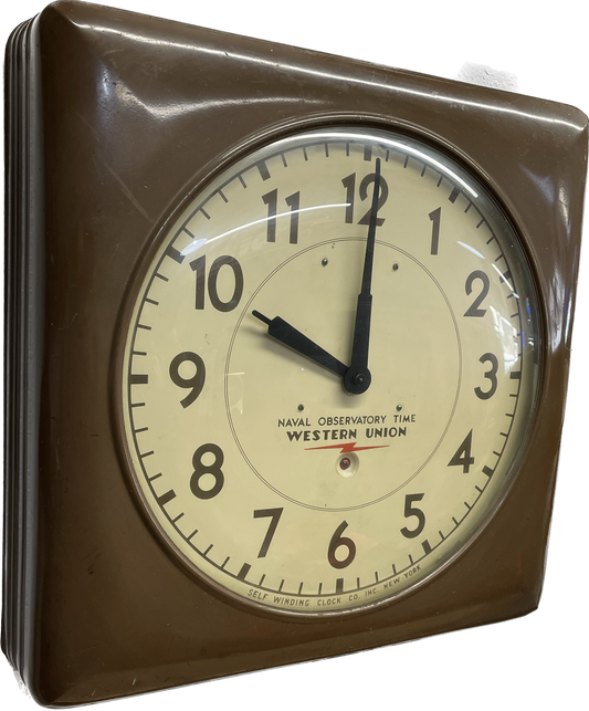 Vintage Western Union Naval Observatory Time Clock 19.5” x 19.5”